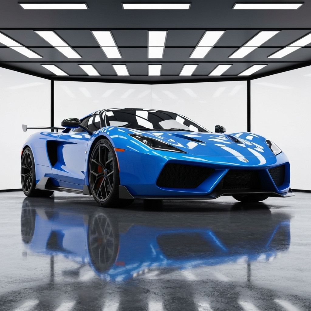 Blue exotic car with PPF protection