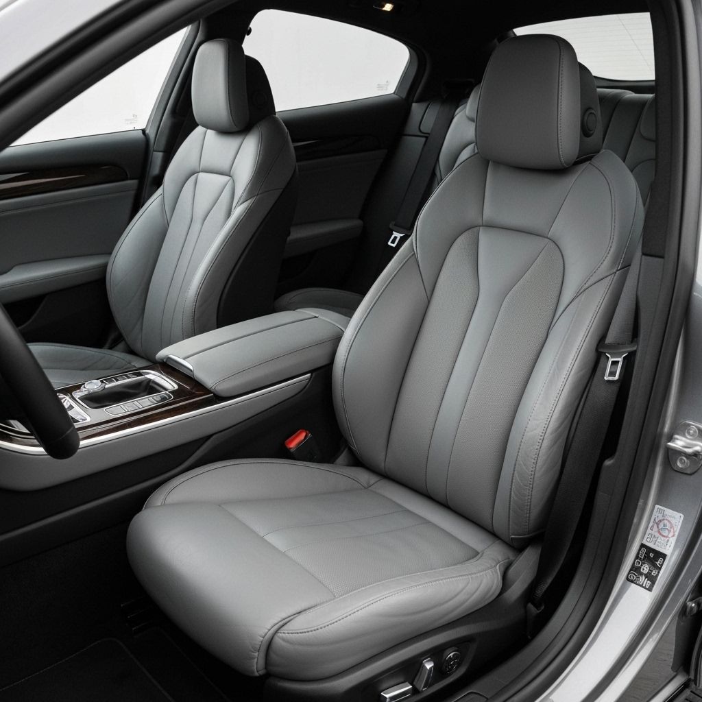 Grey luxury car interior detailing